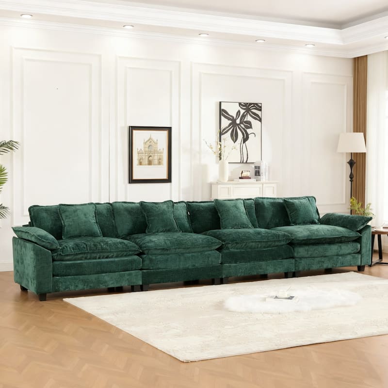 GDF Studio - Sandy Comfort Modern Upholstered Sectional Sofa with Double-Layer Chenille Cushions - Green