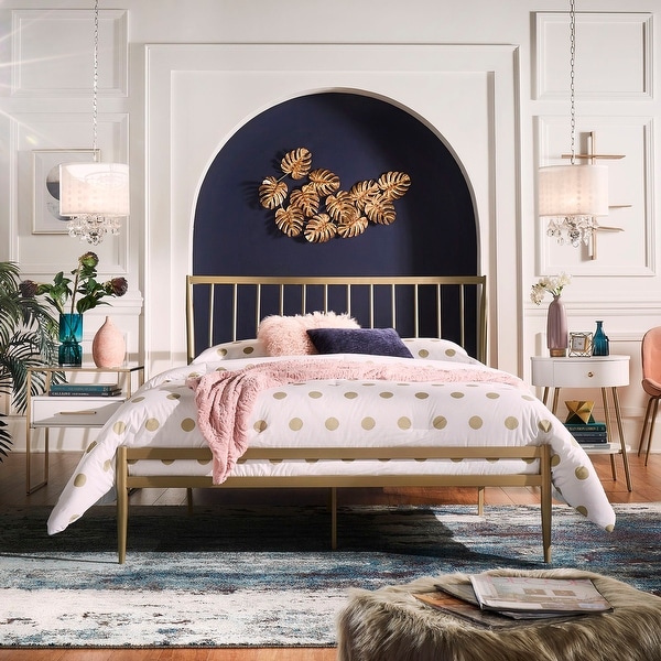 Gold metal full shop bed frame