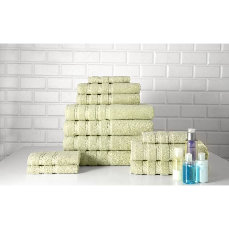 Antalya Hotel Collection Turkish Cotton Bathroom Towel 12 Pc Family Set