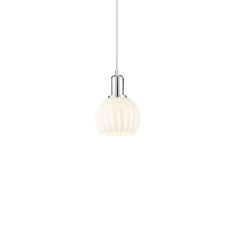 Innovations Lighting 716-1P-9-6 White Venetian Pendant White Venetian - Polished Nickel / White Venetian