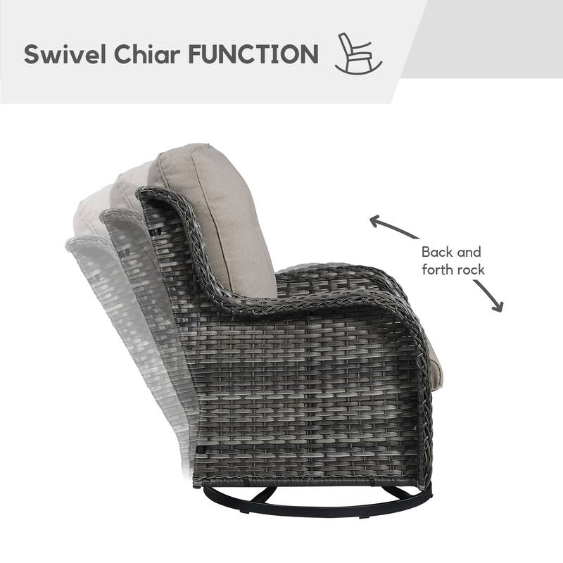 Gymojoy Patio Swivel Rocking Chair Coffee Table Set