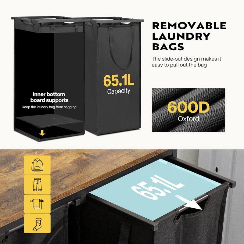 Laundry Hamper with Power Outlet - 28.7"L x 13"W x 61.2"H