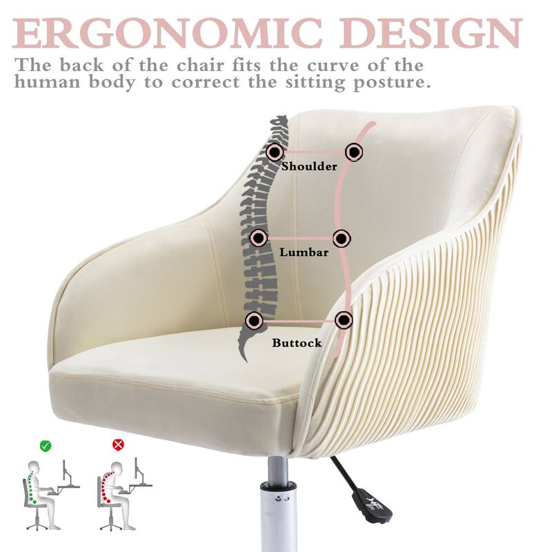 Corvus Braff Velvet Upholstered Adjustable Ergonomic Office Chair