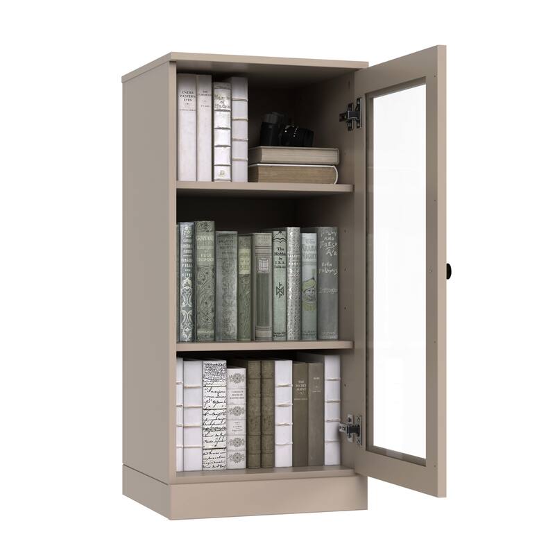 Palace Imports 100% Solid Wood 3-Shelf Bookcase with Clear Glass Door and Adjustable Shelves