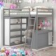 preview thumbnail 2 of 12, Multi-Functional Full Size Loft Bed with Ladder, Shelves and Desk, Space-saving, Health and Comfort, Sturdy Construction, Grey