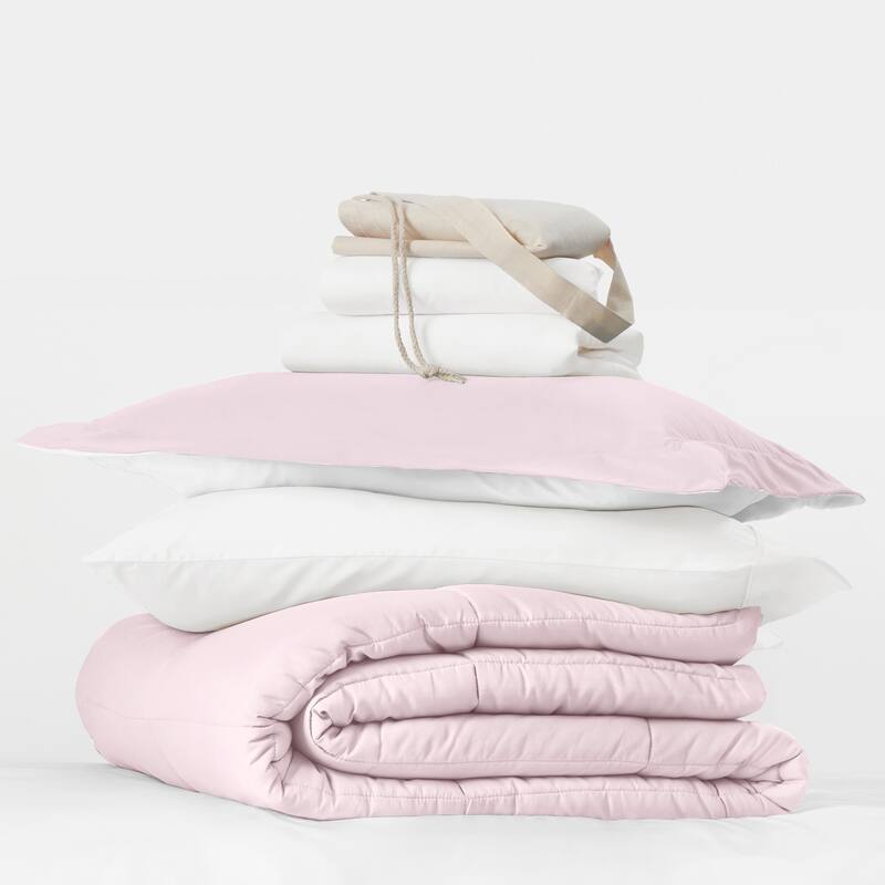 8pc Twin XL Solid Dorm Bedding Bundle