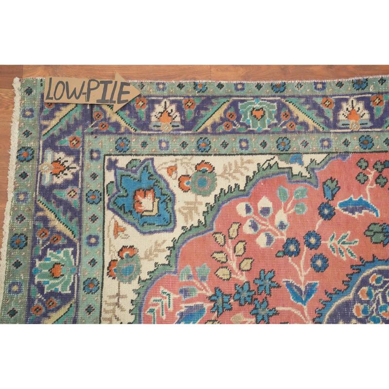 Hand Knotted Oriental 100% Wool Carpet Traditional Floral Pink Tabriz Area Rug - 6' 1'' X 4' 5''