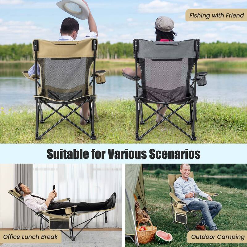 Goplus Folding Camping Chair with Detachable Footrest for Fishing, - See Details