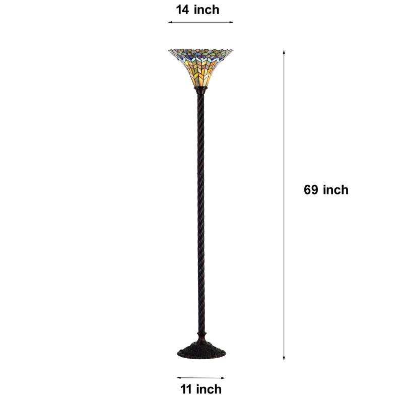 Tiffany-style Peacock Torchiere