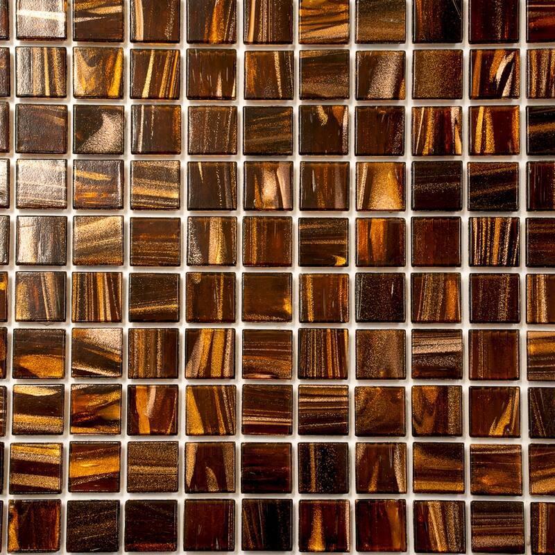 Apollo tile 12" x 12" Celestial Glossy Brown Gold Glass Tile (20 sq ft/case) - 20 Pack