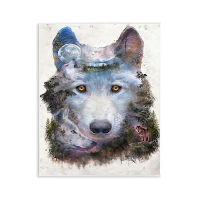 Stupell Wolf Form with Woodland Scene Wall Plaque Art Design By Barrett Biggers