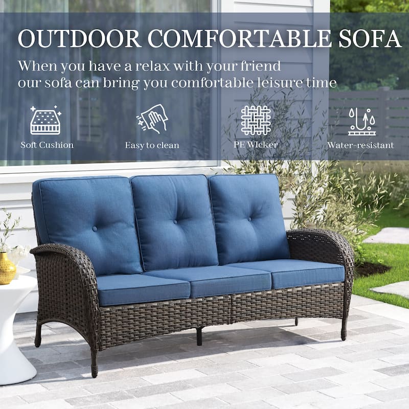 Pocassy Patio Outdoor Sofa Swivel Chairs with Ottman Table Set