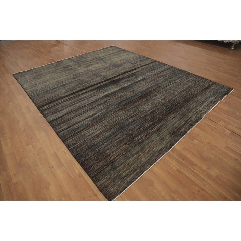 Vegetable Dye Wool Gabbeh Modern Area Rug Handmade Wool Carpet - 9' 7'' X 7' 11''