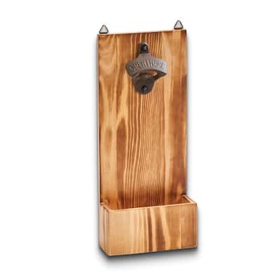 Curata Light Wood Wall Hung Bottle Opener with Cap Catcher