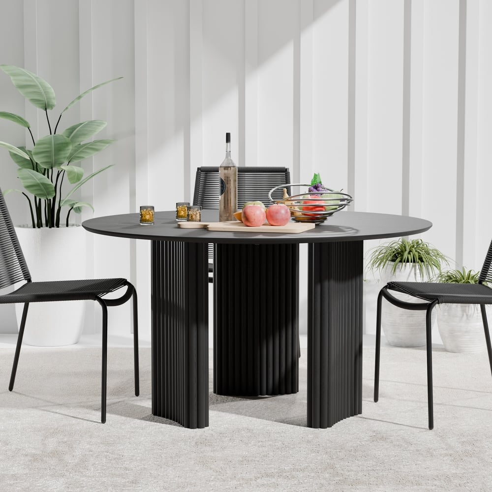 Dovelina 52" Round Dining Table with Artistic Fluted Base for 6 People