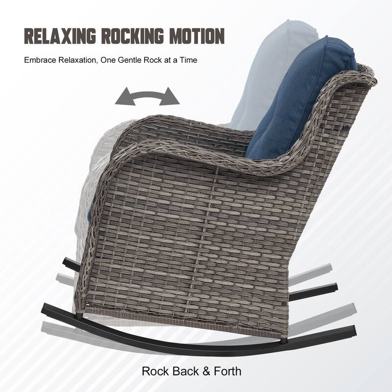 Gymojoy Comfortable PE Rattan Wicker Outdoor Rocking Chair Set of 2