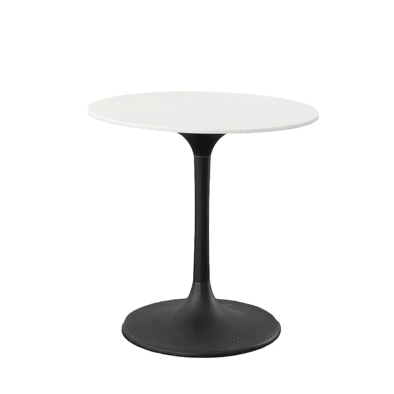 Carolina Living Enzo 30" Round Marble Top Dining Table - White, Black