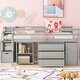 preview thumbnail 20 of 55, Versatility Full Size Loft Bed Kids Bed with Retractable Writing Desk and 3 Drawers,Storage Stairs,Shelves Grey