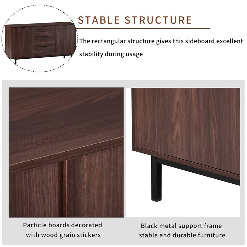 Contemporary Style Large Storage Space Particleboard Sideboard