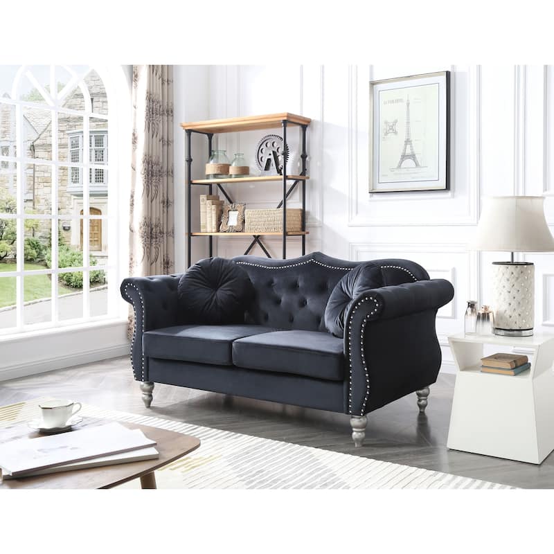 Hollywood Velvet Loveseat - Black