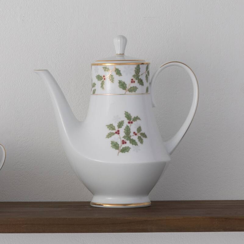 Noritake Holly & Berry Gold Coffee Server, 49 0z.