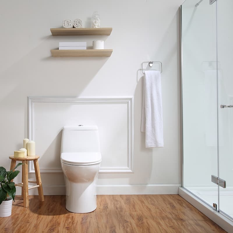 Jade One-Piece Elongated Toilet With Dual Flush and Soft Close Seat - White