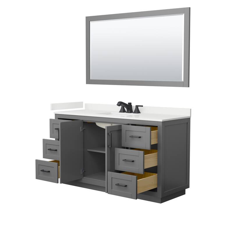 Miranda 60-inch Single Vanity, Quartz Top, 58-inch Mirror