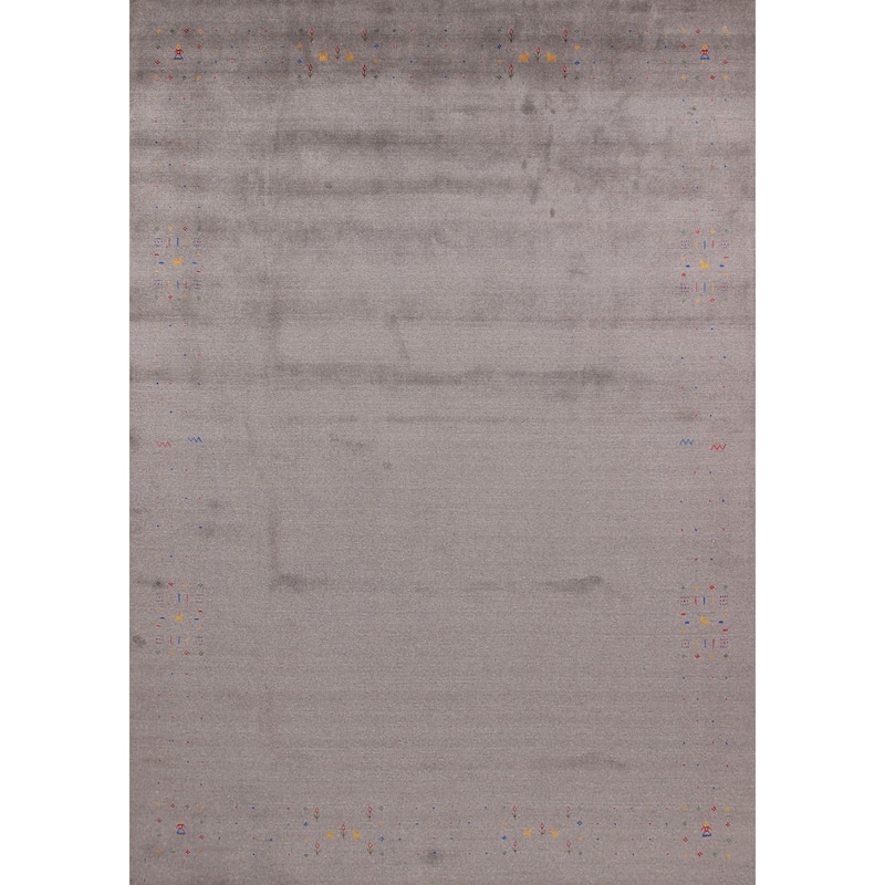 Gray Tribal Gabbeh Oriental Handmade Wool Carpet - 9'0" x 12'0"