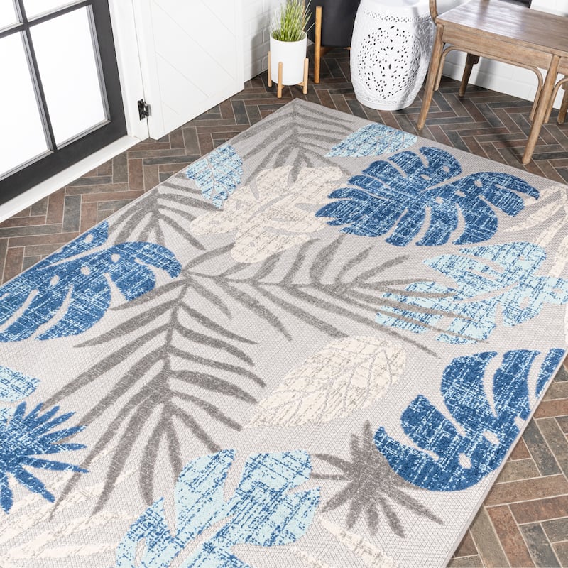 JONATHAN Y Algarve Tropical Leaf High-Low Indoor/Outdoor Area Rug