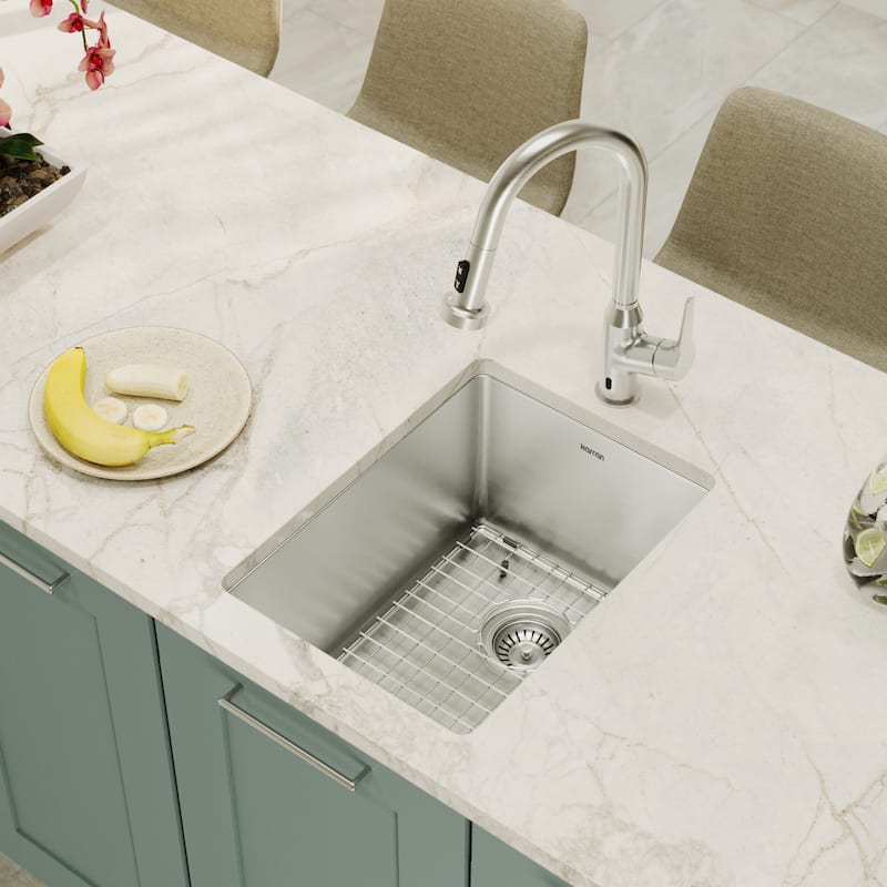 Karran Elite series 16 Gauge Stainless Steel 15 in. Undermount Bar Sink Kit