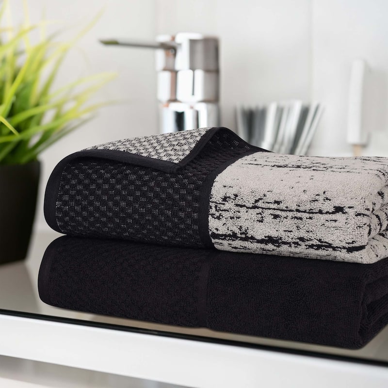 Superior Lodie Cotton Jacquard Solid and Two-Toned Bath Sheet Set of 2