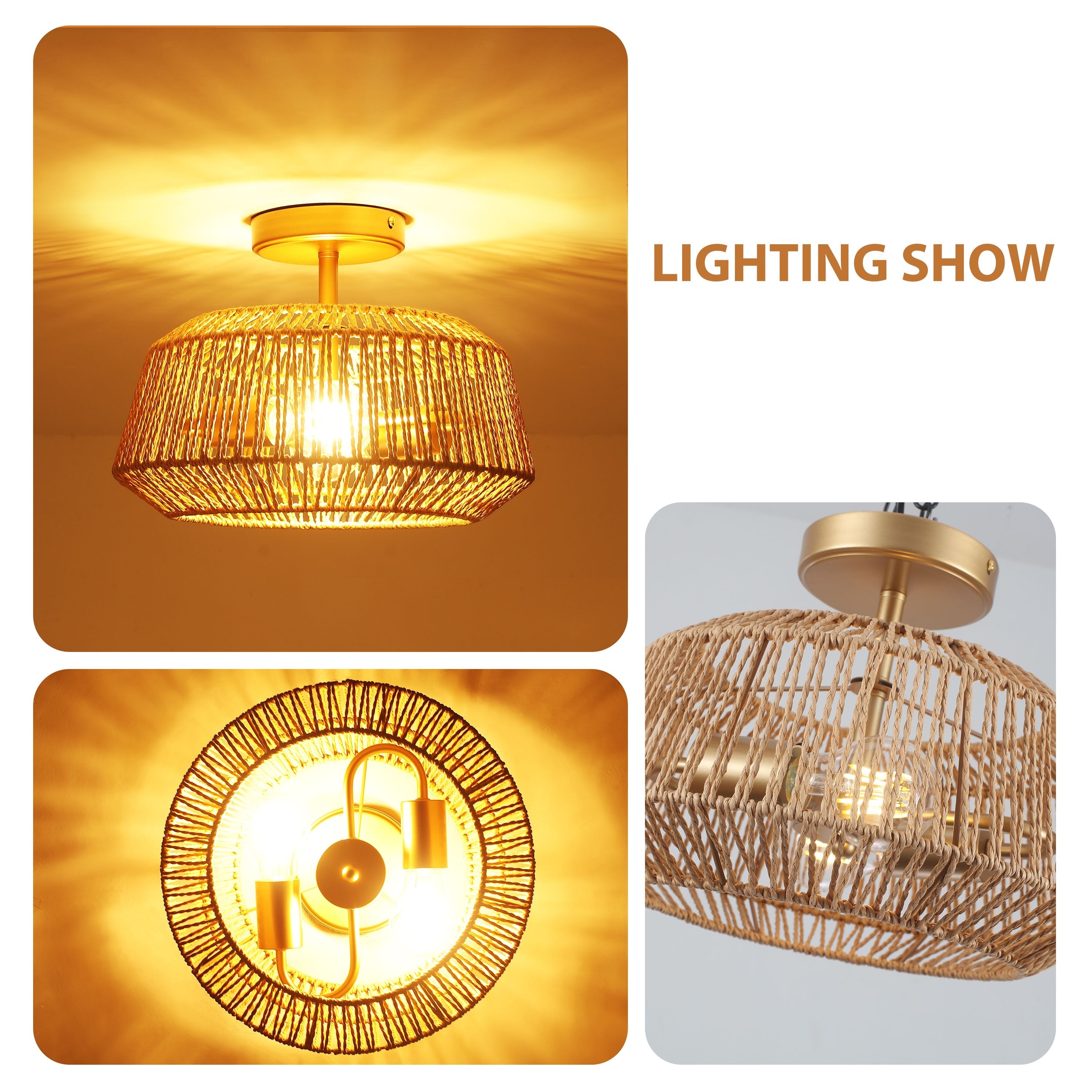 Starsky 2-Light Modern Bohemian Ceiling Light Drum Semi Flush