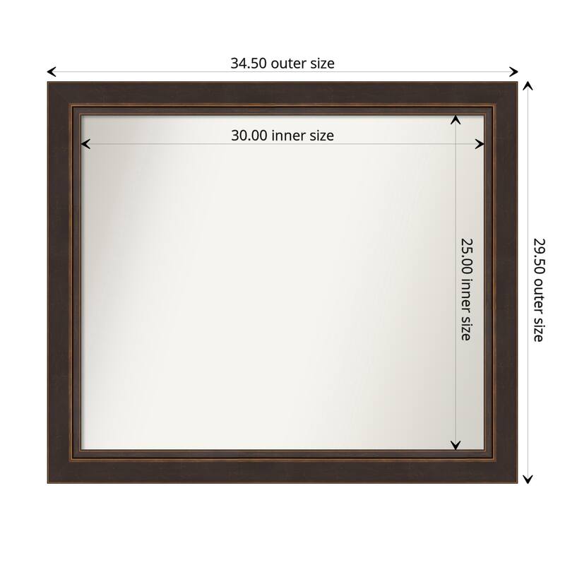 Lara Bronze Framed Non-Beveled Custom Wall Mirror, Bathroom Vanity Mirror - Outer Size: 34.5 x 29.5