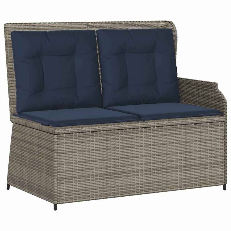 vidaXL Garden Bench with Cushion Brown Poly rattan - 26 x 43 x 37