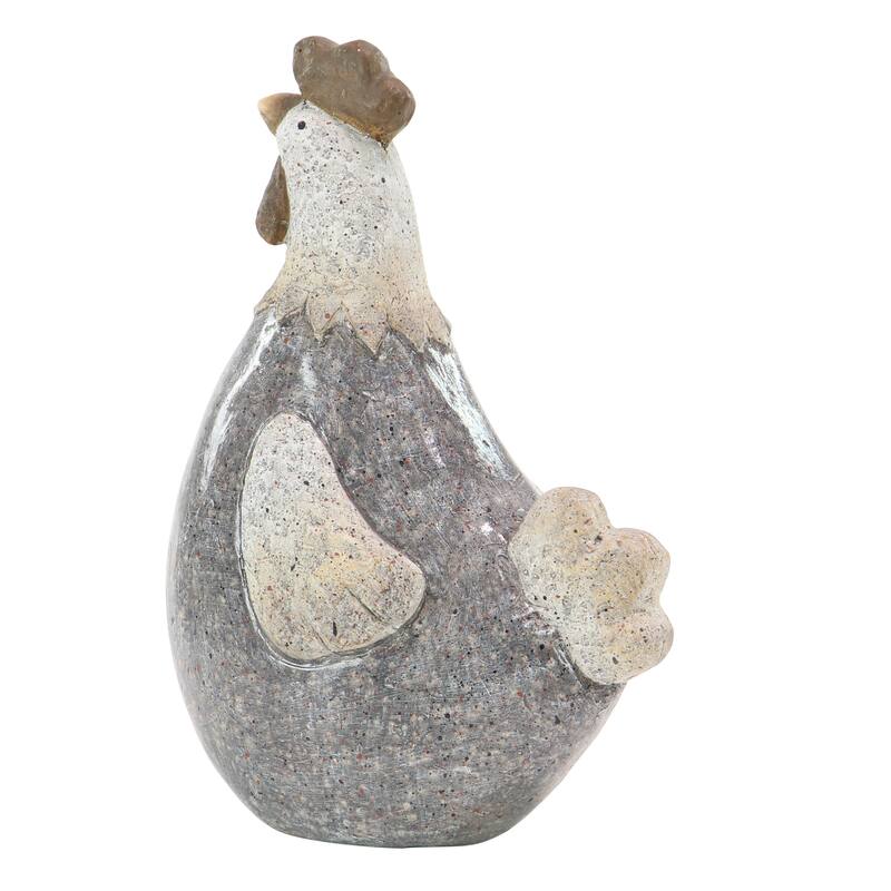 Gray Polystone Indoor Outdoor Rooster Decorative Garden Sculpture