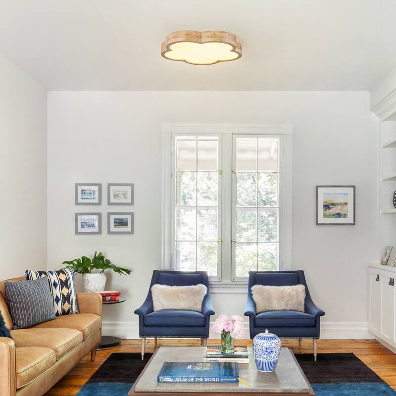 Integrated LED 5CCT Farmhouse Flush Mount Ceiling Light, 5 Color Temperature Selectable