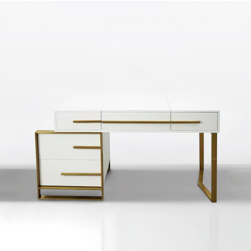 Modern Dresser with Storage and Flip Mirror 4 Drawer Writing Desk