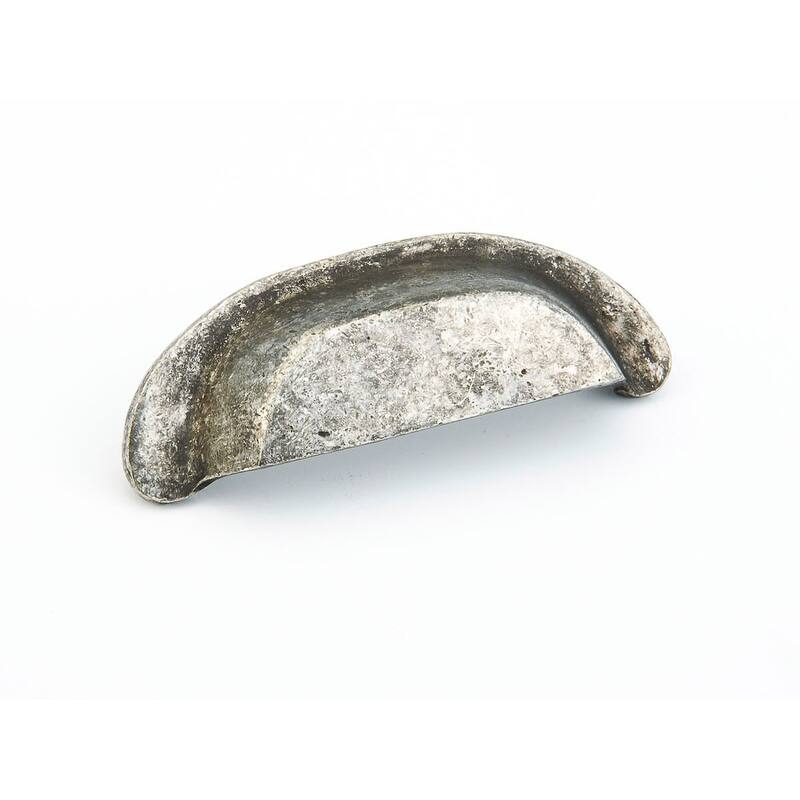 Schaub and Company Mountain 3-1/2" Rustic Lodge Cup Style Handle Solid - Dark Pewter