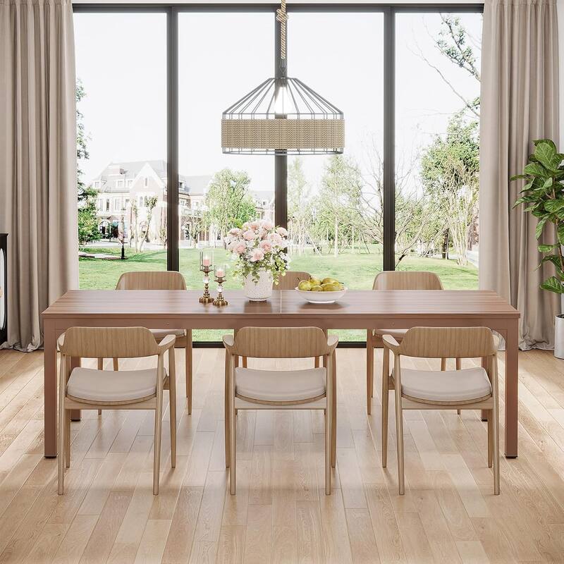 78.7" Rectangle Wood Dining Table, Long Kitchen Table for Living/Dining Room