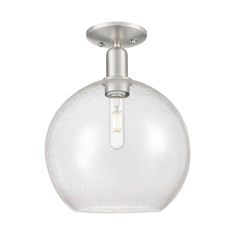 Innovations Lighting 716-1C-16-12 Athens Semi-Flush Athens 12" Wide - Brushed Satin Nickel / Seedy