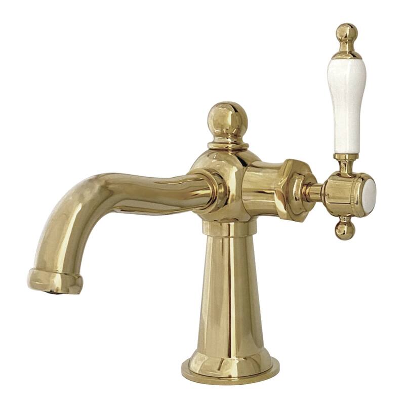 Kingston Brass Nautical Single-Handle 1-Hole Deck Mount Bathroom Faucet - Polished Brass