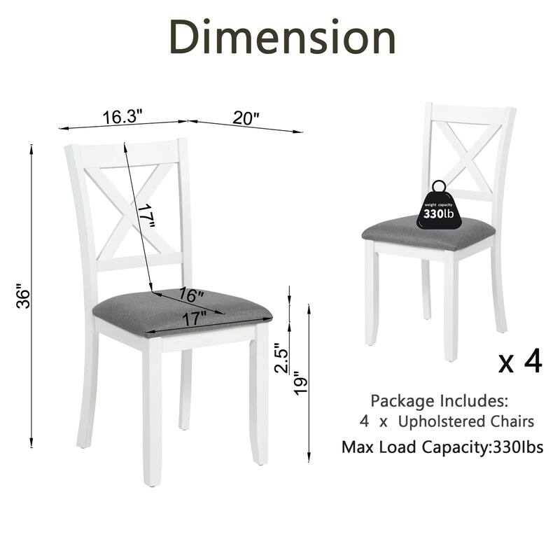 Wooden Dining Chairs Set of 4, Kitchen Chair with Padded Seat, Upholstered Side Chair for Dining Room, Living Room, Kitchen