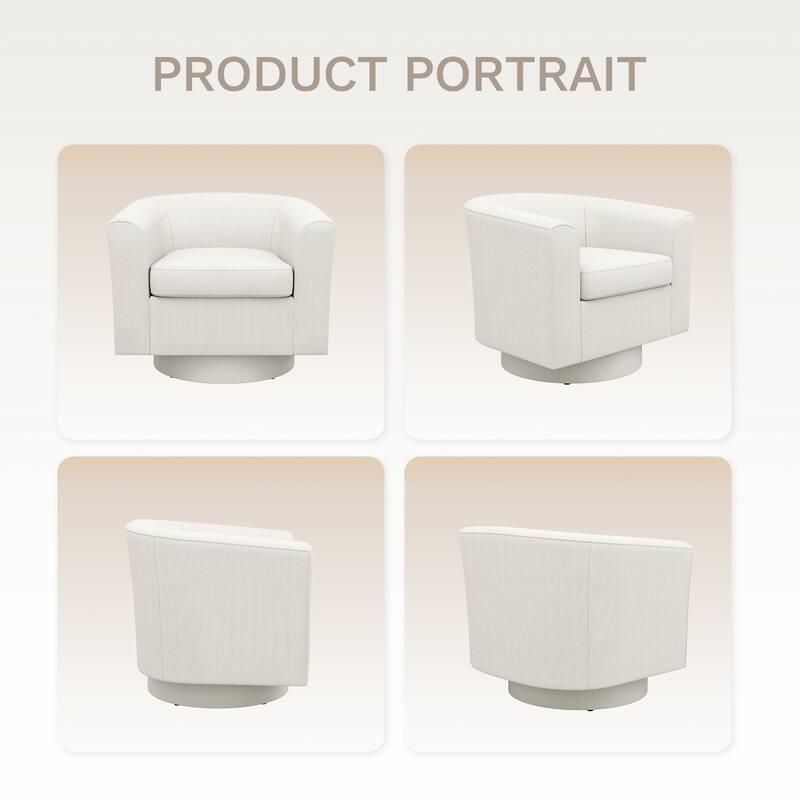 Swivel Barrel Chair & Ottoman with Storage - Upholstered Accent Chair for Living Room Bedroom Office