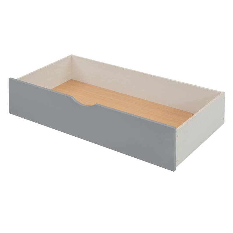 Full Size Wooden Daybed with 2 Drawers, Cabinet, and Shelf in Gray