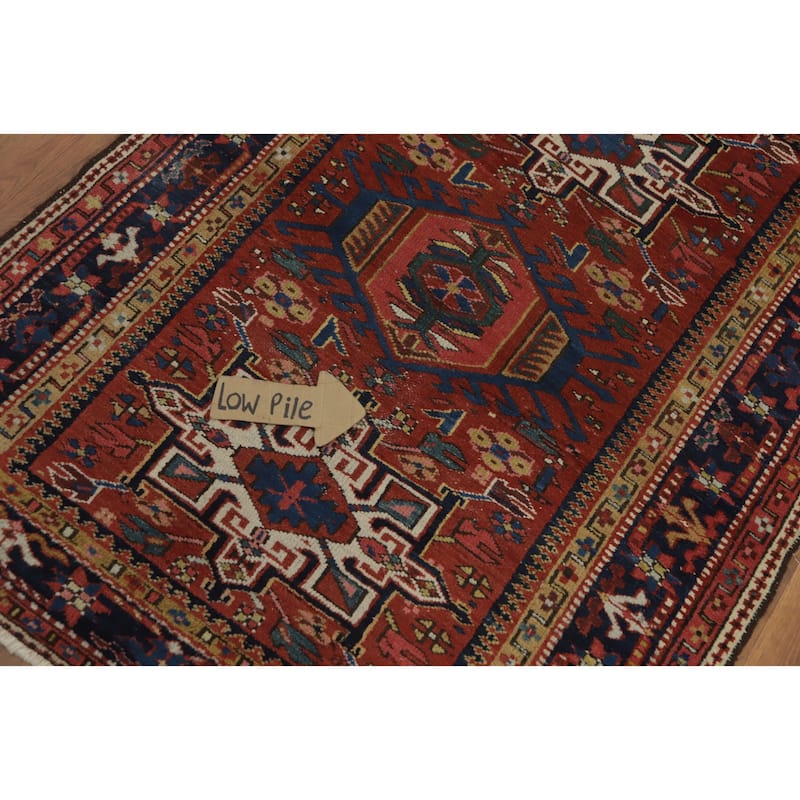 Hand Knotted Oriental 100% Wool Carpet Traditional Tribal Oranges & Rust Gharajeh Area Rug - 4' 5'' X 3' 5''