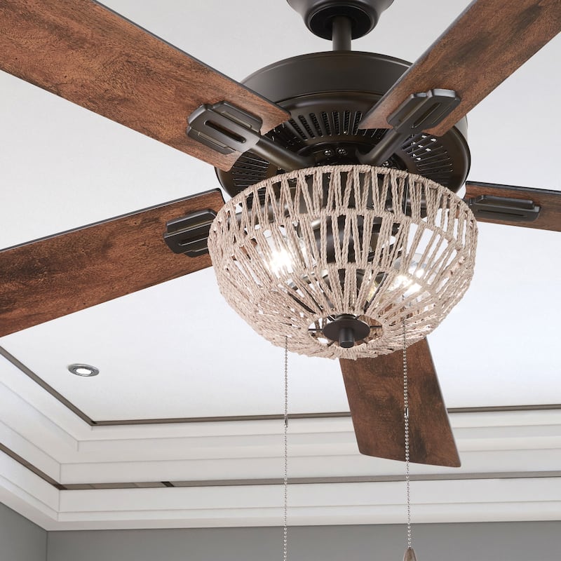 The Curated Nomad Carillon 52-inch Woven Rope 5-blade LED Ceiling Fan