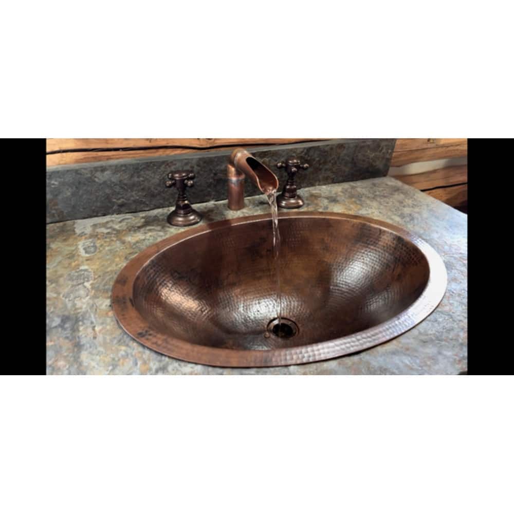 19" x 14" Oval Copper Bathroom Sink in Rio Grande Patina by SimplyCopper - 19" x 14" x 5"