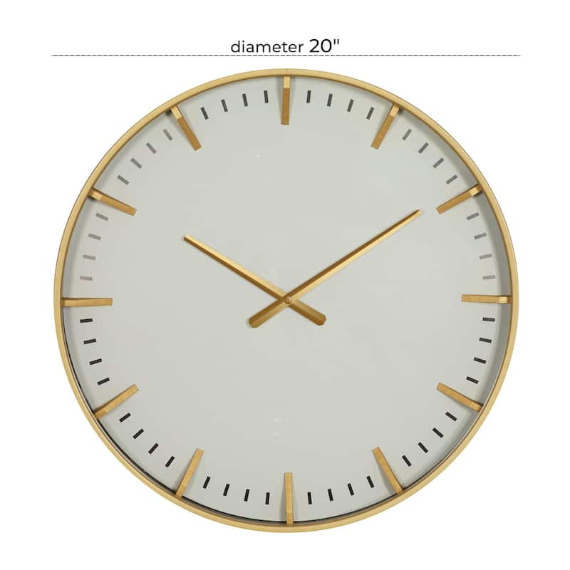 Glass or Plastic Decorative Wall Clock with Gold or Black Accents - Dark Blue, Gold, Black - Roche River Decor