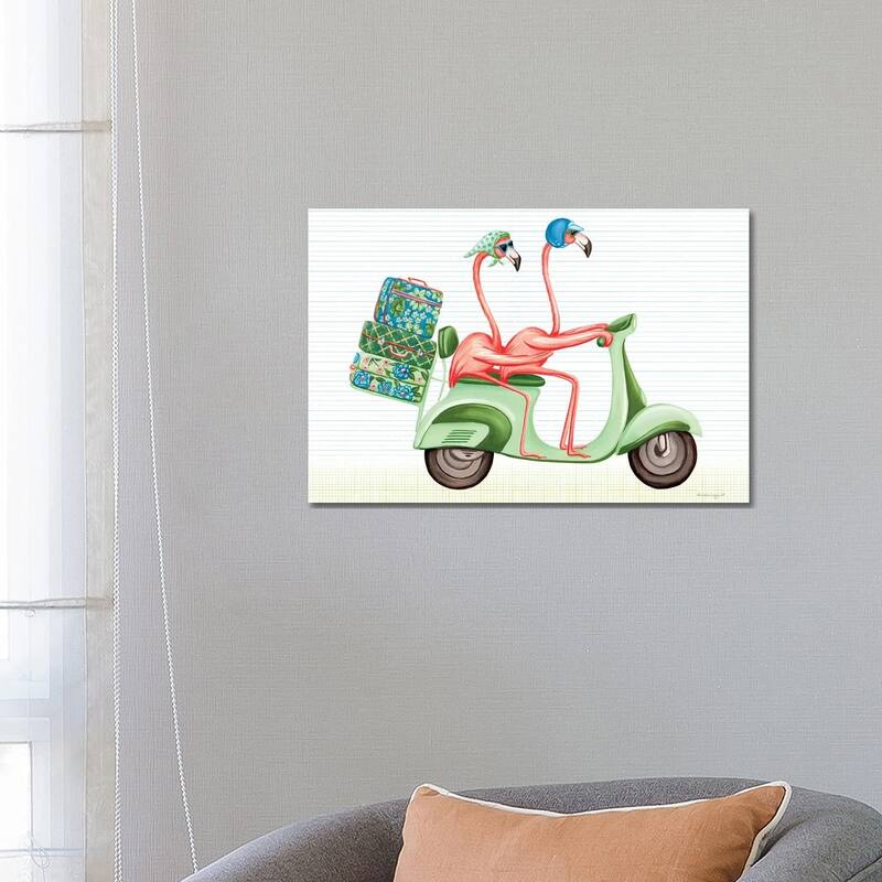 iCanvas "Flamingos Vespa" by Amelie Legault Canvas Print - 18x26x1.5