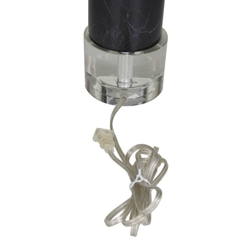 Black Marble Slender Stand Room Table Lamp with Drum Shade